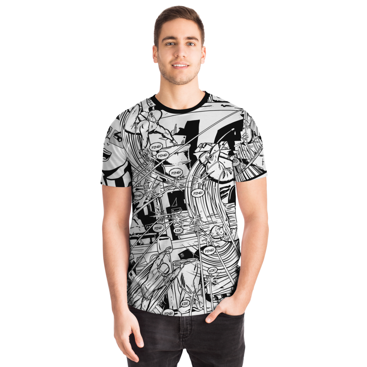 Men's Battle between Maximo and Venezuela Sunrise - Black and White T-Shirt