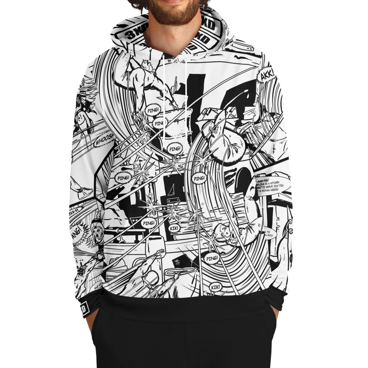 Men's Battle between Maximo and Venezuela Sunrise - Black and White Hoodie